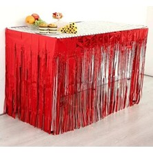 Nedi 75X275 cm Funko Saçak Masa Süsü Kırmızı 275R