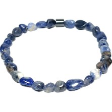 JTAW25BLK1585 Sodalit ve Hematit Doğaltaş Esnek Tasarım Mavi Garantili Hediye Kutulu Janti Doğaltaş Bileklik
