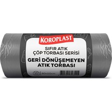Koroplast 80X110CM 27MIC 440GR Sıfır Atık Geri Dönüşemeyen Atık Torbası 10"lu Gri 01500536