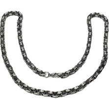 JTAW25KLY1592 Kral Tasarım Desen Model Antrasit Gri Zincir Paslanmaz Çelik Garantili Hediye Kutulu Janti Çelik Kolye