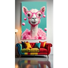 Özkacar Group Şapşik Lama V1 Ev Duvar Salon Güzellik Salonu Ofis Dükkan Dekarasyon Kanvas Tablo