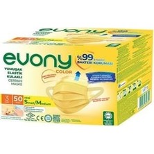 Evony 3 Katlı Telli Yumuşak Elastik Kulaklı Maske 50'li Sarı 819751
