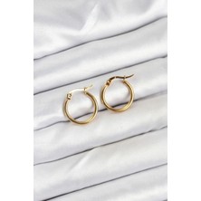 316L Çelik Gold Renk 15 mm Halka Kadın Küpe