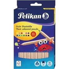 Pelikan 12 Renk Jumbo Üçgen Ahşap Gövdeli Kuruboya Kalemi 700047