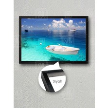 Maldivler Beyaz Kayık Berrak Mavi Deniz Tatil Manzara Doğa Çerçeveli Yatay Kanvas Tablo