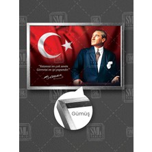 Makam Arkası Vatanını En Çok Seven Görevini En Iyi Yapandır Atatürk Çerçeveli Yatay Kanvas Tablo