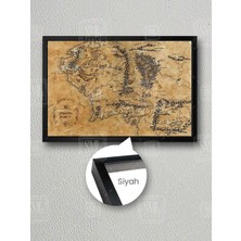 Yüzüklerin Efendisi Filmi Orta Dünya Haritası Lord Of The Rings Çerçeveli Yatay Kanvas Tablo