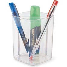 Mas Kristal Kubik Masa Üstü Kalemlik Şeffaf 490