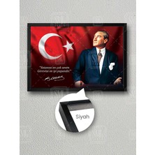 Makam Arkası Vatanını En Çok Seven Görevini En Iyi Yapandır Atatürk Çerçeveli Yatay Kanvas Tablo