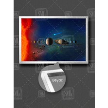 Uzay Gezegenler Güneş Sistemi Göktaşı Okul Kreş Çoçuk Odası Dekor Çerçeveli Yatay Kanvas Tablo