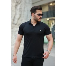 Erkek Yakalı Arma Detaylı Kısa Kollu Tişört