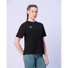 Kappa Nadya Kadın Siyah Tişört Kısa Kol Düz Desenli Günlük Kullanım İçin S Beden