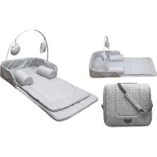 Babyjem Oyuncaklı Portatif Yatak Alt Açma Anne Çantası Gri