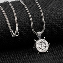 Tutaste Jewellery Cevşeni Kebir Dualı Yazılı Çapa Dümen Tasarımlı 925 Ayar Gümüş Erkek Kolye