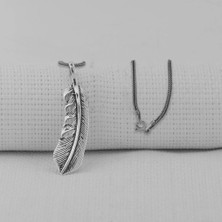 Tutaste Jewellery Kuş Tüyü 925 Ayar Gümüş Erkek Kolye