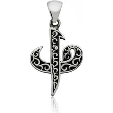 Tutaste Jewellery Elif Vav Tasarımlı 925 Ayar Gümüş Erkek Kolye Ucu