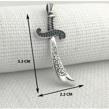 Tutaste Jewellery Zulfikar  La Feta Illa Ali La Seyfe Iila Zulfikar  925 Ayar Gümüş Erkek Kolye Ucu