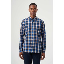 Bisse Regular Fit Kışlık Ekose Lacivert Spor Erkek Gömlek GM22K222108_D39