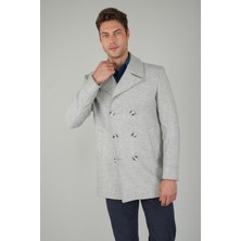 Bisse Kruvaze Düğme Detaylı Gri Erkek Kaban PKB22K22200_D55