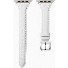 ​​​watch Ultra 49MM Kordon Uyumlu Krd-28 Deri Strap Kayış Ecrz - Beyaz
