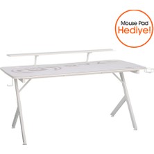 Ryze Castle Karbon Fiber Rgb Gaming Masası - Beyaz 160X80X76 cm