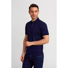 Bisse Pike Düğmeli Polo Yaka Lacivert Pamuk Erkek T-Shirt TSNOS24Y24102_D39