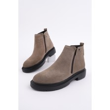 Muggo Astra Hakiki Deri Çift Fermuarlı Erkek Casual Kışlık Bot