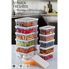 12 Parçalı Set Freshbox Mikrodalga ve Difrize Uygun Saklama Kabı Seti