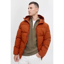 Jack & Jones Erkek Jjglobal Kapüşonlu Şişme Mont 12283517 Kiremit