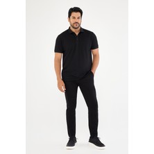 Altınyıldız Classics Erkek Siyah Kanvas Diz İzi Yapmayan Slim Fit Dar Kesim Yan Cep Chino Pantolon
