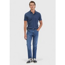 Mavi Düz Slim Fit Denim Pamuk Karışımlı Pantolon