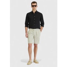 Siyah Düz Casual Fit Dokuma Casual %100 Pamuk Gömlek