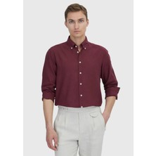 Nar Çiçeği Düz Casual Fit Dokuma Casual Pamuk Karışımlı Gömlek