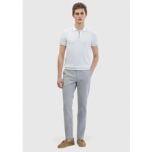 Gri Çizgili Dokuma Jogging Fit Casual Pamuk Karışımlı Pantolon