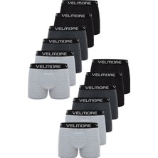 Velmore Erkek Boxer 12’li Premium Kutu Pamuklu Likralı (Beden S - 5xl)