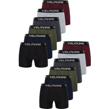 Velmore Erkek Boxer 12’li Premium Kutu Pamuklu Likralı (Beden S - 5xl)