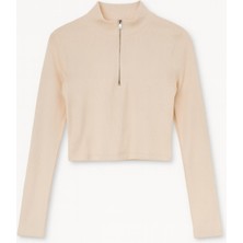 4177 Kadın Kısa Body Bluz Bej