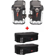 Gp Kompozit Universal 40 Lt x 2 Alüminyum ve Kumaş Motosiklet Yan Çanta Seti Siyah