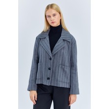 4579 Kadın Koldan Katlamalı Ceket Gri