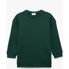 Pamuklu Uzun Kollu Bisiklet Yaka Oversize Basic Sweatshirt