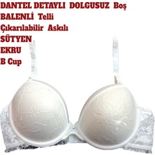 Dantel Detaylı Sütyen Dolgusuz Boş Balenli Telli Çıkarılabilir Askılı B Cup