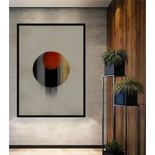 Çerçeve Görünümlü Minimalist Geometrik Denge Yağlı Boya Görünümlü Dekoratif Ahşap Ofis Kare Tablo