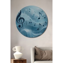Buz Müzik Notaları Sulu Boya Görünümlü Dekoratif Ahşap Ev/işyeri/ofis Yuvarlak Tablo