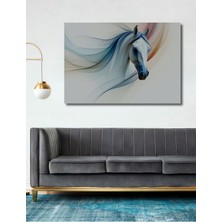 Beyaz Atın Rüyası Yağlı Boya Görünümlü Dekoratif Ahşap Ev/işyeri/ofis Kare Tablo