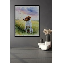 Çerçeve Görünümlü Sulu Boya Görünümlü Köpek Portresi Dekoratif Ahşap Ev/işyeri/ofis Kare Tablo
