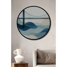 Çerçeve Görünümlü Minimalist Golden Gate Köprüsü Mavi Rüyası Dekoratif Ahşap Ofis Yuvarlak Tablo