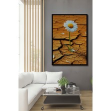 Çerçeve Görünümlü Çölde Açan Umut Papatya Dekoratif Ahşap Ev/işyeri/ofis Kare Tablo