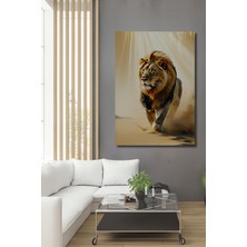 Çöl Aslanı Yağlı Boya Görünümlü Dekoratif Ahşap Ev/işyeri/ofis Kare Tablo