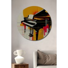 Modern Sanat Piyano Şöleni Yağlı Boya Görünümlü Dekoratif Ahşap Ev/işyeri/ofis Yuvarlak Tablo