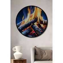 Çerçeve Görünümlü Buzlu Odun Ateşi Yağlı Boya Görünümlü Ahşap Ofis Yuvarlak Tablo